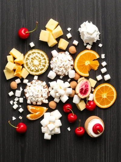 Ambrosia Salad – Creamy Fruit Dessert - ingredients preparation