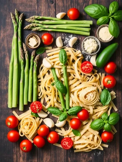Best Asparagus Tomato Pasta Recipe - ingredients preparation