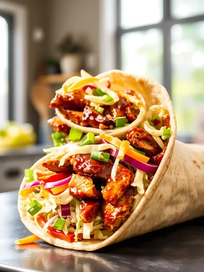 BBQ Chicken Coleslaw Wraps
