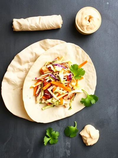 BBQ Chicken Coleslaw Wraps - ingredients preparation
