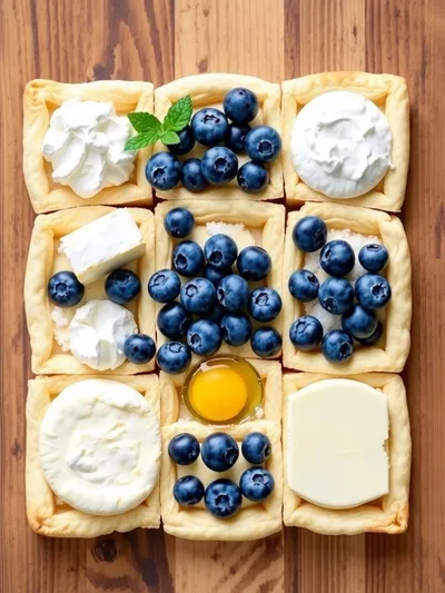 Blueberry Cream Cheese Puff Pastry - ingredients preparation