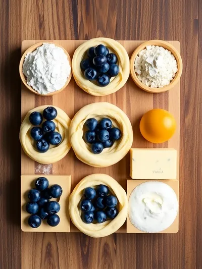 Blueberry Pastry Rings with Vanilla Cream Filling - ingredients preparation