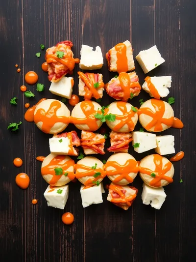 Buffalo Chicken Bacon Mozzarella Bombs - ingredients preparation