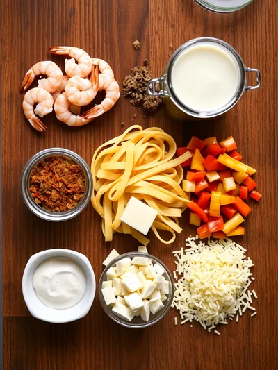 Cajun Shrimp Pasta – Quick & Easy Dinner - ingredients preparation