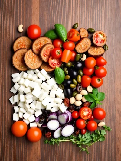 Caponata – Classic Sicilian Eggplant Relish - ingredients preparation