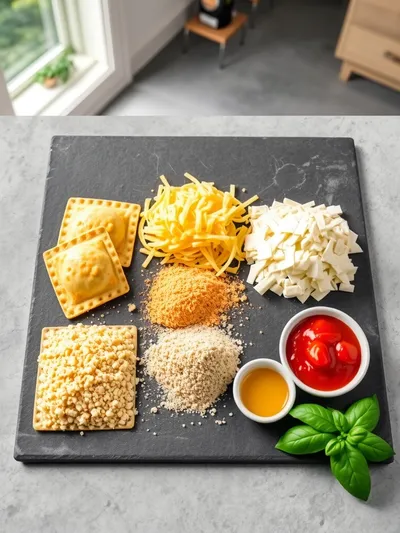 Cheesy Fried Ravioli – Crispy Italian Snack - ingredients preparation