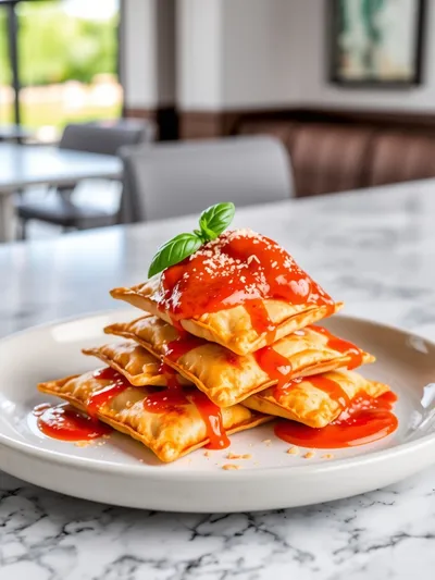 Cheesy Fried Ravioli – Crispy Italian Snack - cooking process