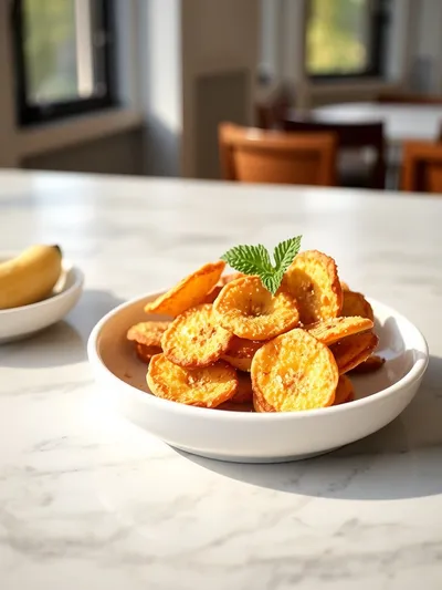 Cinnamon-Sugar Air Fryer Banana Chips - ready to serve