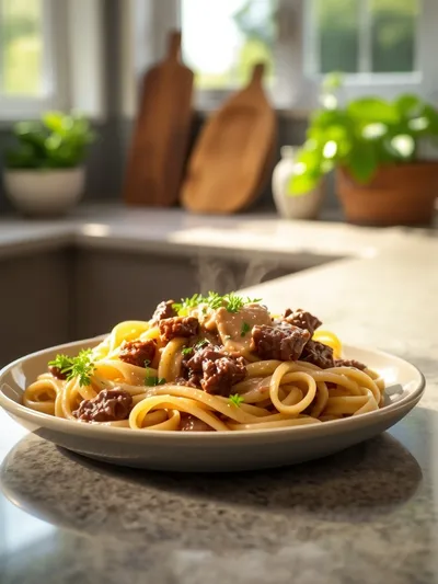 Creamy Beef and Bowtie Pasta