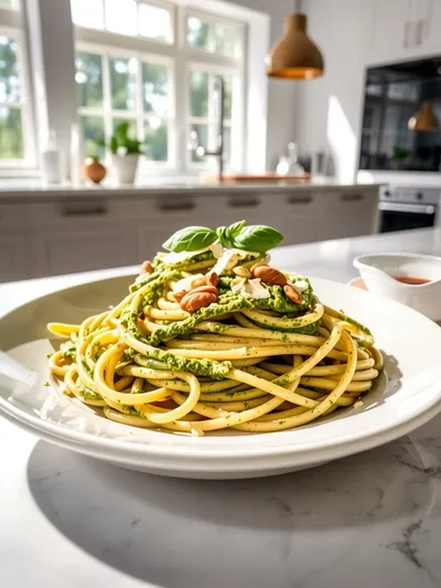 Creamy Pesto Pasta Sauce – Quick & Easy - cooking process