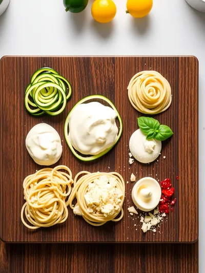 Creamy Zucchini Pasta - ingredients preparation