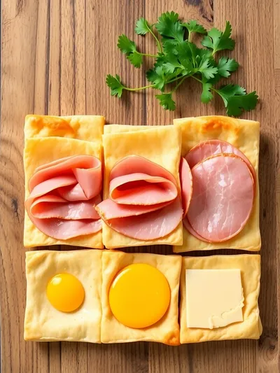 Crispy Ham & Cheese Puff Pastry Stacks Recipe - ingredients preparation