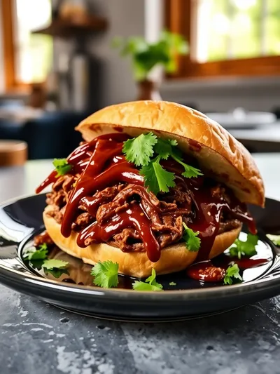 Crockpot BBQ Pulled Beef Sandwiches - cooking process