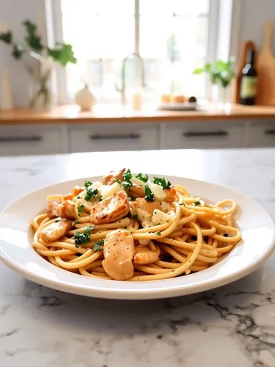 Garlic Parmesan Chicken Pasta – Easy Healthy Dinner - cooking process