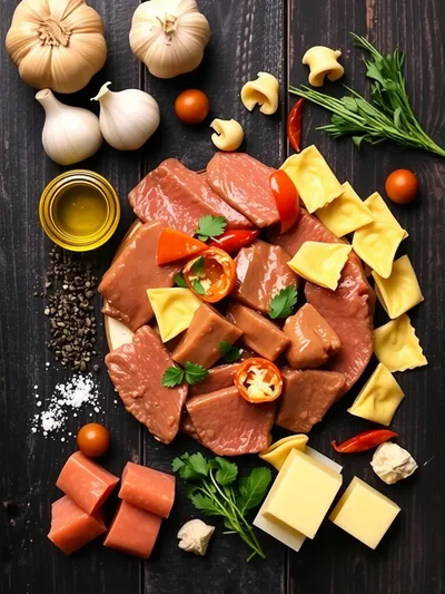 Garlic Steak Tortellini - ingredients preparation