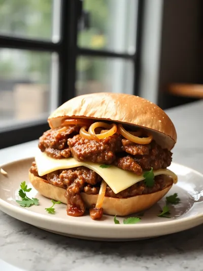 Ground Beef Philly Cheesesteak - ready to serve
