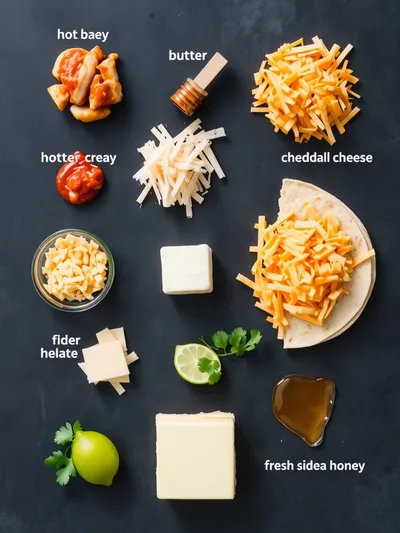 Hot Honey BBQ Chicken Quesadillas - ingredients preparation