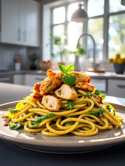 Light Pesto Pasta With Chicken