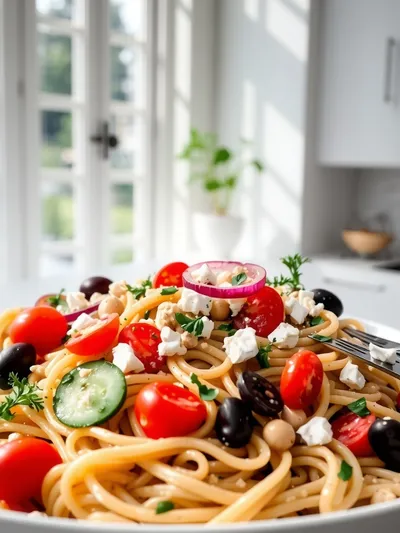 Mediterranean High Protein Pasta Salad – No Mayo