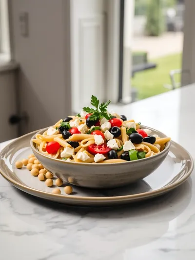 Mediterranean High Protein Pasta Salad – No Mayo - ready to serve