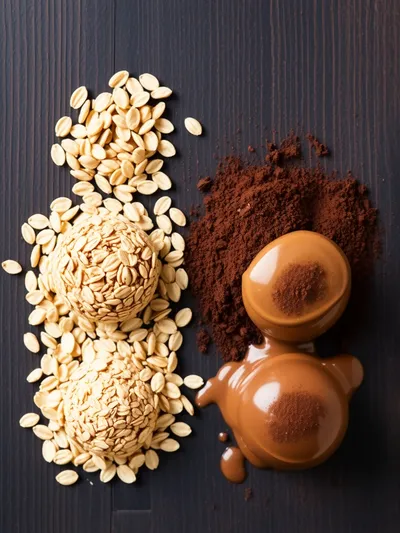 No-Bake Chocolate Peanut Butter Protein Balls - ingredients preparation
