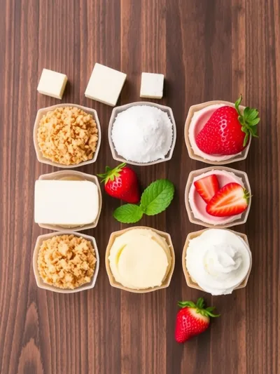 No-Bake Strawberry Cheesecake Cups – Creamy Layers - ingredients preparation