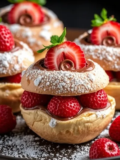 Nutella Strawberries and Cream Puffs