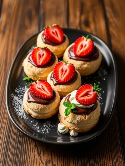 Nutella Strawberries and Cream Puffs - cooking process