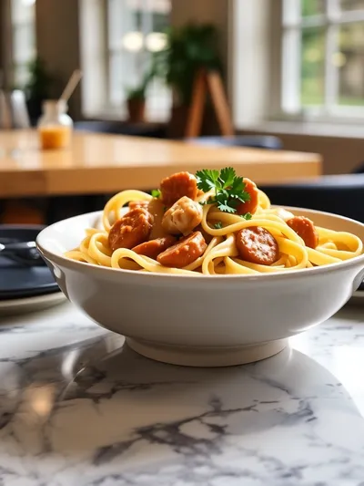 One Pot Creamy Cajun Chicken Sausage Pasta - cooking process