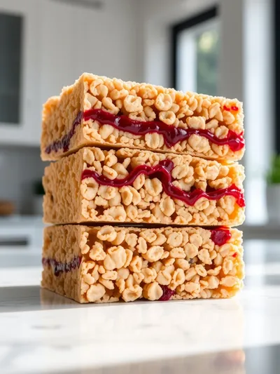 Peanut Butter & Jelly Rice Krispie Treats