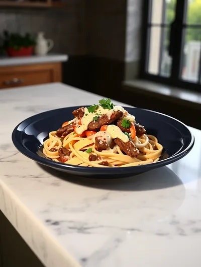 Philly Cheese Steak Pasta – Easy Family Dinner - ready to serve