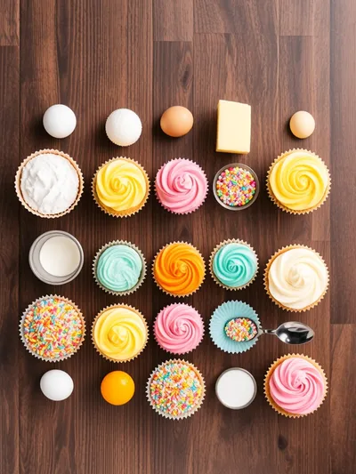 Rainbow Cupcakes – Fun Colorful Dessert - ingredients preparation