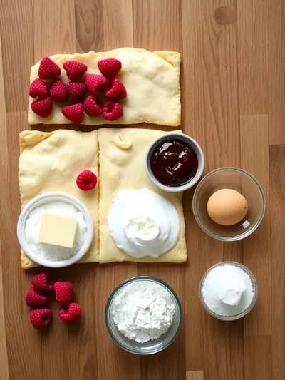 Easy Raspberry Danish with Puff Pastry - ingredients preparation