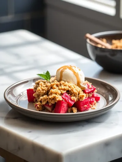 Easy Rhubarb Crisp - ready to serve
