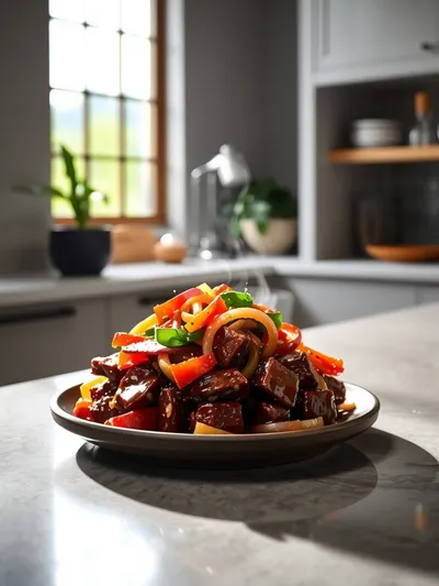 Sizzling Chinese Pepper Steak with Onions