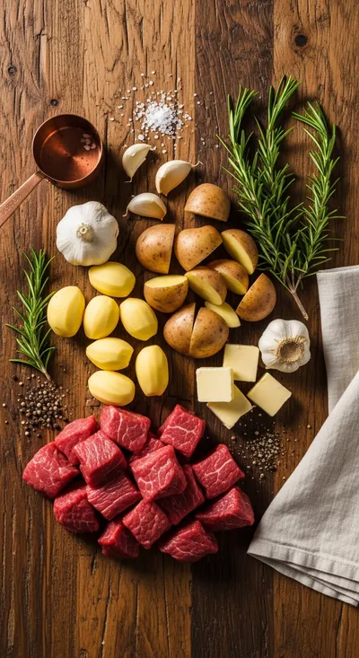 Slow Cooker Garlic Butter Beef Bites with Potatoes - cooking process
