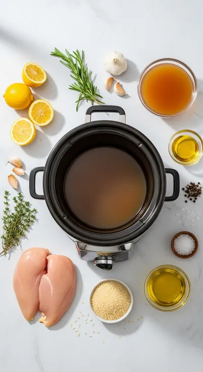Slow Cooker Lemon Herb Chicken and Rice - cooking process