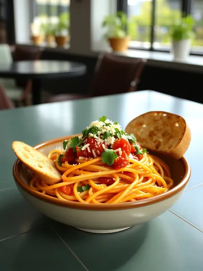 Spaghetti Garlic Bread Bowls - ready to serve