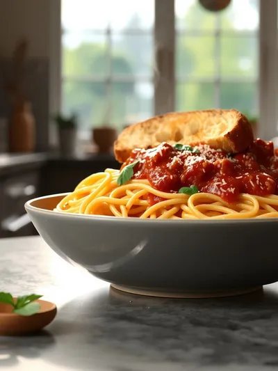 Spaghetti Garlic Bread Bowls