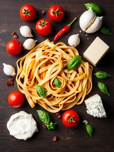 Spicy Burrata Rigatoni - ingredients preparation