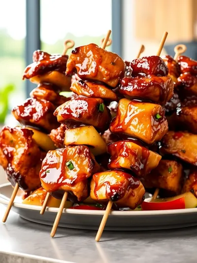 Sticky Apple Chicken Skewers
