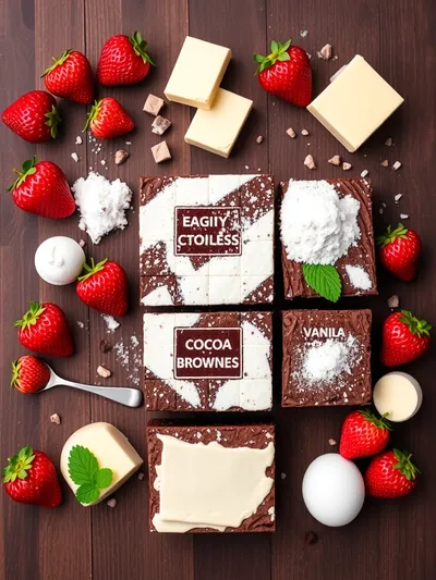 Strawberry Brownies with Creamy Frosting - ingredients preparation