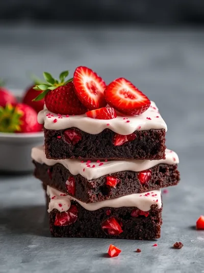 Strawberry Brownies with Creamy Frosting