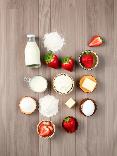 Strawberry Milkshake Cupcakes – Sweet & Creamy - ingredients preparation