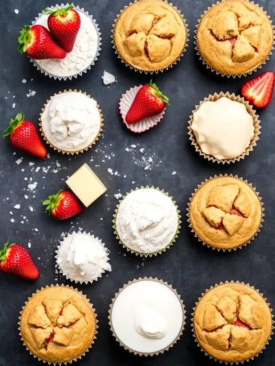 Strawberry Muffins Recipe – Quick & Easy - ingredients preparation