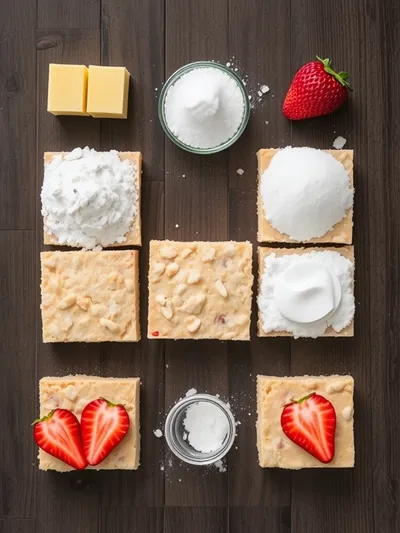 Easy Strawberry Shortcake Bars with Buttery Crust - ingredients preparation