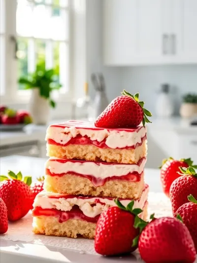 Fresh Strawberry Shortcake Bars With Buttery Crust