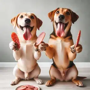 dogs eat Salami